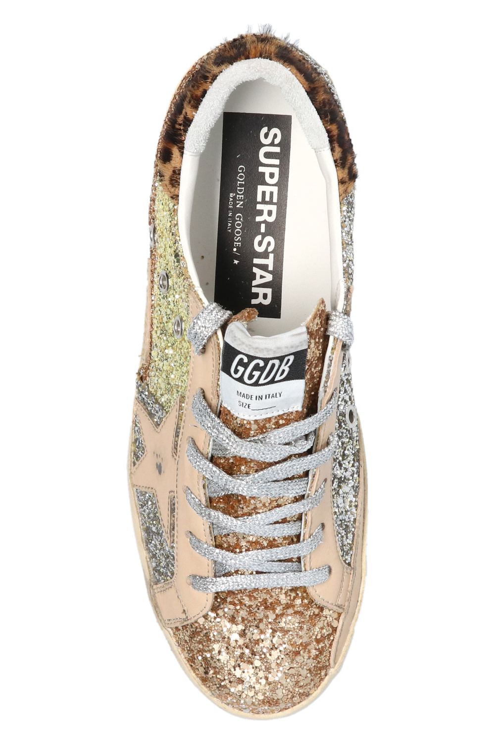 GOLDEN GOOSE スハスタ ロトッフ スニカ GWF00498F004780 82377 Soul Star in leopard-print pony skin with black nappa